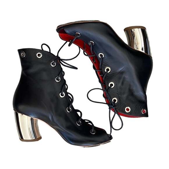 Proenza Schouler Open toe Lace up Ankle Booties size 37 Black - Picture 4 of 12